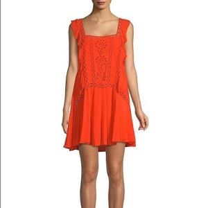 Free People Priscilla Eyelet Dress in Coral Sz. XL